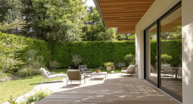 Terrasse mit angrenzendem Garten