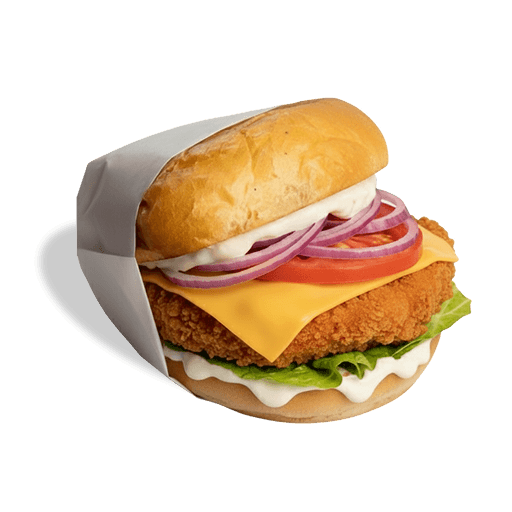 Garlic Chicken Burger, in Papier eingeschlagen