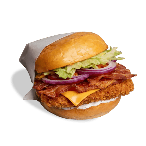 Joppie Chicken Burger, in Papier eingeschlagen