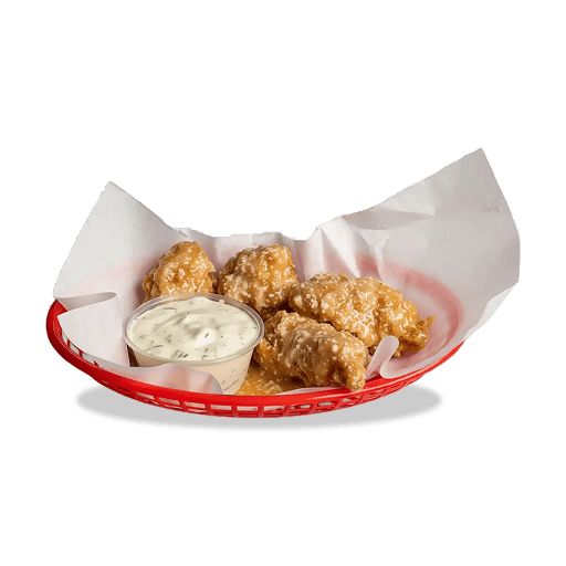 Garlic Parmesan Tenders mit Parmesan im roten Körbchen