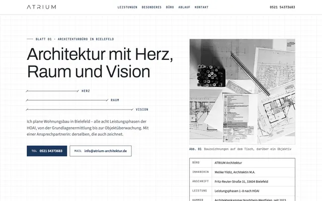 Startseite von Entwurf 2 „Planblatt“ für ATRIUM