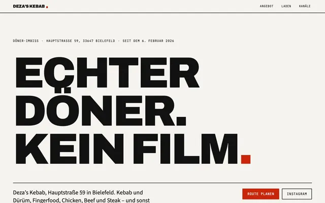Startseite von Entwurf 3 „Kein Film“ für Deza’s Kebab