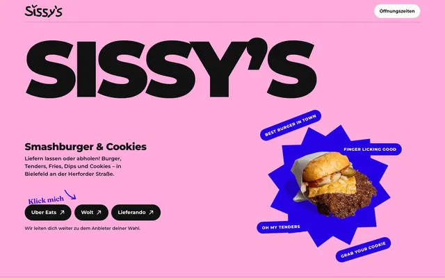 Entwurf 1 „Wiedererkennung“ für Sissy’s – die Startseite