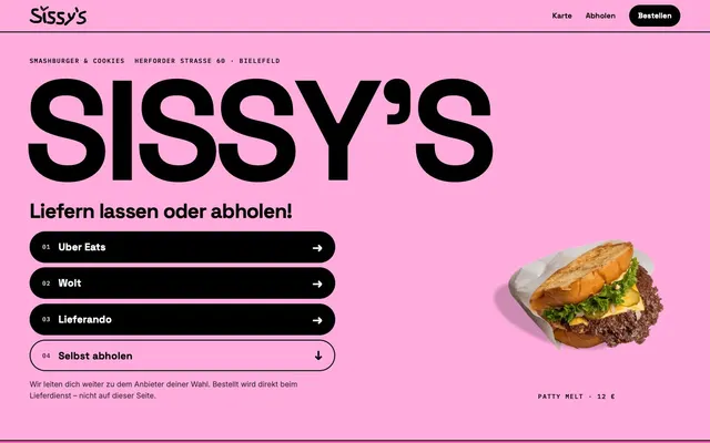 Entwurf 3 „Ganz frei“ für Sissy’s – die Startseite
